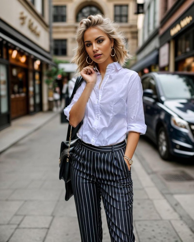 HOTOUCH White Dress Shirt Women Tailored 3/4 Sleeve Basic Button Down Shirt with Stretch Fitted Blouse (White M) - Image 2
